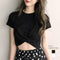 セクシーチビt ショート丈tシャツ 韓国 へそ出しtシャツ 半袖レディース おしゃれ オルチャン ストリート へそ見せ夏服 肌見せトップス 着やせ短い丈カットソー 84YKD-001
