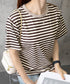 ボーダーtシャツ半袖 レディース 韓国風 涼しいボーダートップス おしゃれ夏服 着やせ ラウンドネックTシャツ 配色プルオーバー 薄手カットソーカジュアルきれいめ 84YOUQI-001