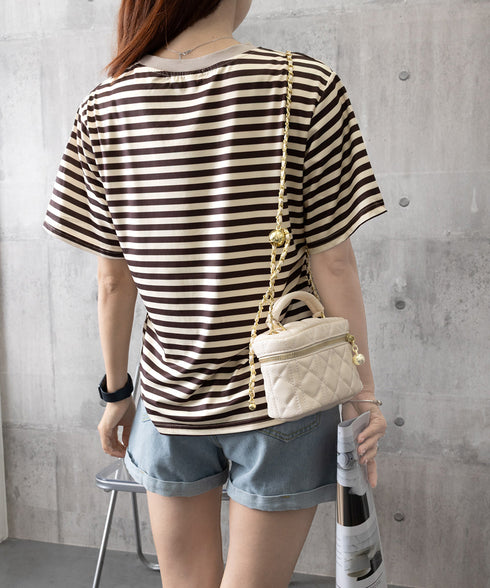 ボーダーtシャツ半袖 レディース 韓国風 涼しいボーダートップス おしゃれ夏服 着やせ ラウンドネックTシャツ 配色プルオーバー 薄手カットソーカジュアルきれいめ 84YOUQI-001