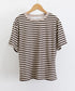 ボーダーtシャツ半袖 レディース 韓国風 涼しいボーダートップス おしゃれ夏服 着やせ ラウンドネックTシャツ 配色プルオーバー 薄手カットソーカジュアルきれいめ 84YOUQI-001