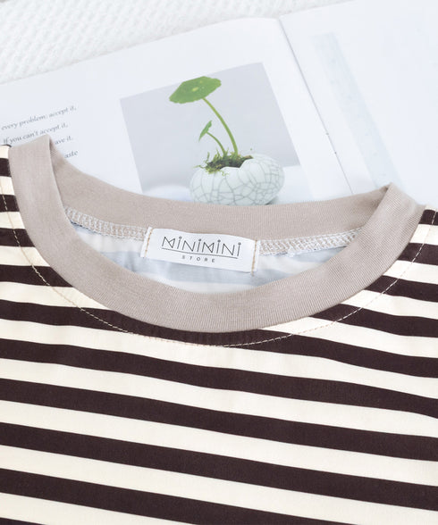 ボーダーtシャツ半袖 レディース 韓国風 涼しいボーダートップス おしゃれ夏服 着やせ ラウンドネックTシャツ 配色プルオーバー 薄手カットソーカジュアルきれいめ 84YOUQI-001