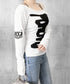 英字ロゴTシャツ オフショルダートップス 前後2way肩出しtシャツ長袖 レディース イラストtシャツ ブラッシュプリントトップス韓国風 ストリートガーリーY2K 84YYXC-001