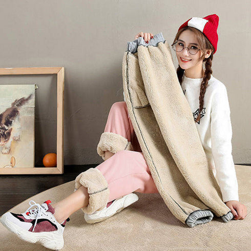 あったか裏起毛スウェットパンツレディース 裏フリース ジョガーパンツ ウエストゴム 裏ボア ルームウェア 無地 部屋着 シンプル もこもこ ジャージ パンツ秋冬服 84ZHENF-001