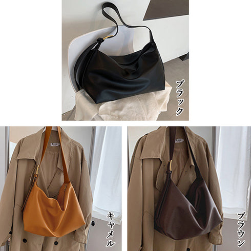 トートバッグ レディース鞄肩掛け通勤通学 PUレザー大容量 ショルダーバッグ シンプル 軽い 斜め掛けバッグ ソフトラウンド 合皮カバン オフィスカジュアル 3色 84ZHIB-001