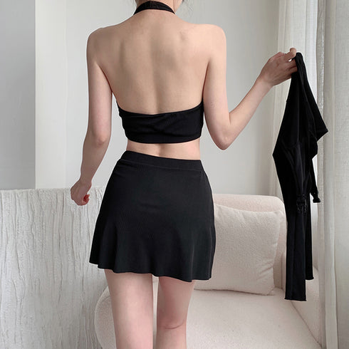 フィットネス水着3点セット レディース夏 スポーツ水着セット スイムウェアセパレート 長袖ラッシュガード ハイウエスト水着日焼け防止 プール遊び 韓国風 水陸両用 84ZHONG-004