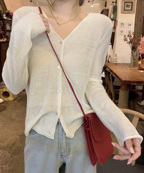 ニットカーディガンVネックニットトップス レディース 通学通勤 カーディガン 無地 サマーニット 前開き きれいめ羽織り 大人可愛い 夏服 冷房 紫外線対策 上着 85YN-900595