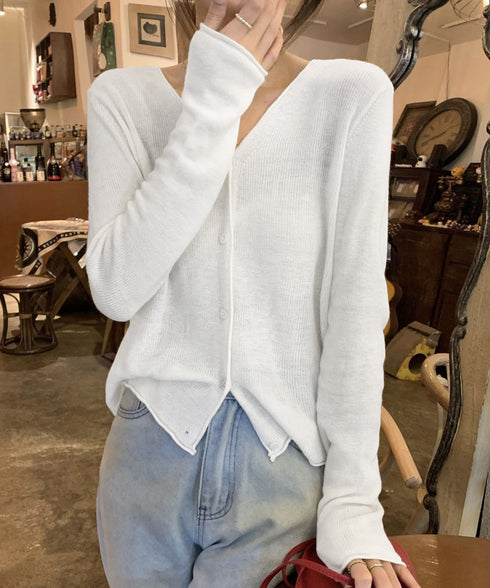 ニットカーディガンVネックニットトップス レディース 通学通勤 カーディガン 無地 サマーニット 前開き きれいめ羽織り 大人可愛い 夏服 冷房 紫外線対策 上着 85YN-900595