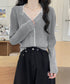 ニットトップス レディース Vネック長袖 リブニット 配色 前開き 大人 きれいめ 通勤 着回し カーディガン カジュアル ニットウェア おしゃれ 85YN-900598