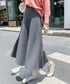 フレアニットスカート 着やせ 無地 秋冬 レディース Aラインスカート リブスカート ウエストゴム ハイウエスト ボトムス 体型カバー 大人可愛い 韓国風 85YN-900600