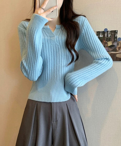リブニット トップス きれいめ 長袖 ニットカットソー ベーシック ニットセーター着回し ニットプルオーバー 柔らかい ニットウェア おしゃれ 秋冬 85YN-900601