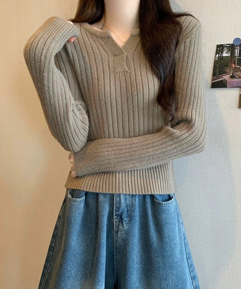 リブニット トップス きれいめ 長袖 ニットカットソー ベーシック ニットセーター着回し ニットプルオーバー 柔らかい ニットウェア おしゃれ 秋冬 85YN-900601