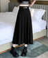 プリーツスカート ベルト付き 韓国風 レディース Aラインスカート 無地 ハイウエスト 体型カバー ボトムス お洒落 ロングスカート 着やせ 秋冬 85YN-900605