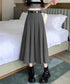 プリーツスカート ベルト付き 韓国風 レディース Aラインスカート 無地 ハイウエスト 体型カバー ボトムス お洒落 ロングスカート 着やせ 秋冬 85YN-900605