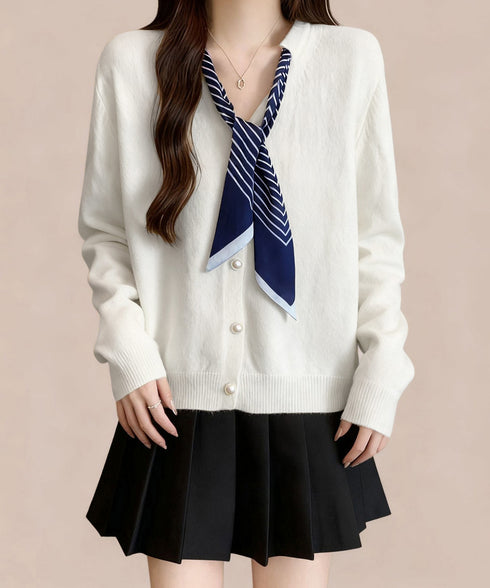 ボウタイニットトップス きれいめ 秋冬服 ニットウェア 前開き ボタン ニットセーター 羽織り ゆったり 無地 大人 ニットカーディガン おしゃれ 着回し 85YN-900609