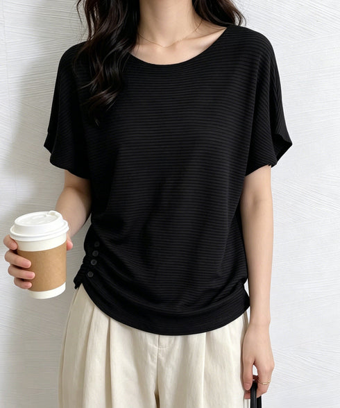 サマーニットトップス ドルマンスリーブ夏 レディース クルーネック ニットトップス 着やせニットTシャツ 大人カジュアル サマーセーター 韓国風ニットプルオーバー 85YN-900634