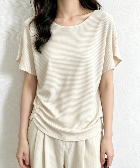 サマーニットトップス ドルマンスリーブ夏 レディース クルーネック ニットトップス 着やせニットTシャツ 大人カジュアル サマーセーター 韓国風ニットプルオーバー 85YN-900634