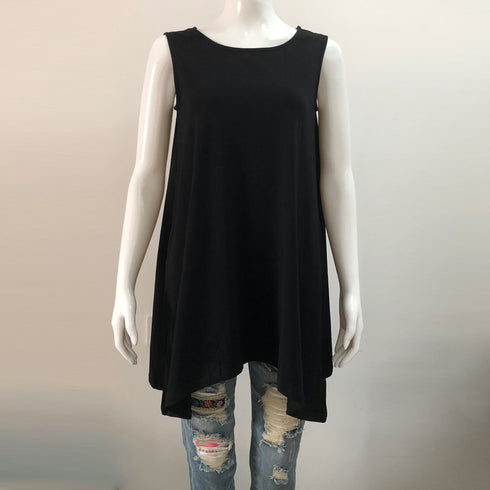 ロングtシャツ レディース ゆったり ロングtシャツ レディース ゆったり Aラインフレアトップス ノースリーブ シンプル チュニック 着やせ 85YN-900042