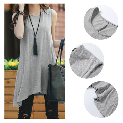 ロングtシャツ レディース ゆったり ロングtシャツ レディース ゆったり Aラインフレアトップス ノースリーブ シンプル チュニック 着やせ 85YN-900042