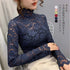 総レース カットソー レディース 花柄 総レース カットソー レディース 花柄 シースルー ハイネック トップス エレガント セクシー インナー 重ね着 85YN-900082