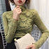 総レース カットソー レディース 花柄 総レース カットソー レディース 花柄 シースルー ハイネック トップス エレガント セクシー インナー 重ね着 85YN-900082