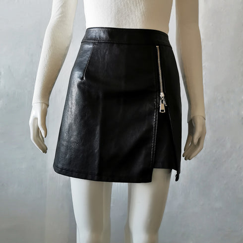 フェイクレザースカート 着やせ 韓国風 タイトスカート レディース 台形スカート ハイウエスト ボトムス Aラインスカート インナーパンツ付き ショート丈 85YN-900138