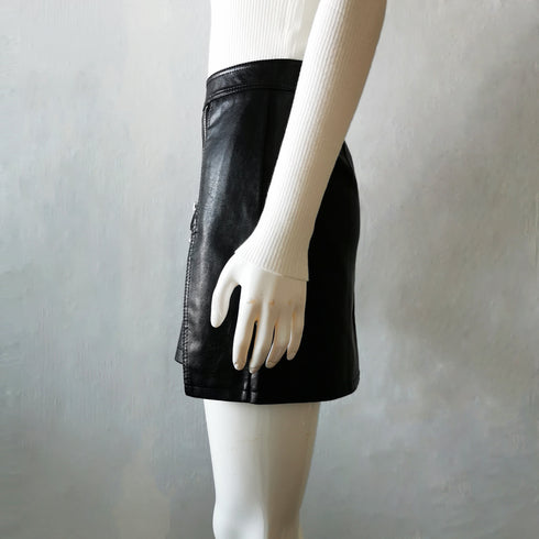 フェイクレザースカート 着やせ 韓国風 タイトスカート レディース 台形スカート ハイウエスト ボトムス Aラインスカート インナーパンツ付き ショート丈 85YN-900138