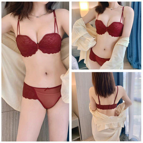 花柄レース ブラジャー レディース 花柄レース ブラジャー レディース ノンワイヤー セクシー ランジェリー 2点セット インナー 大人可愛い 85YN-900154