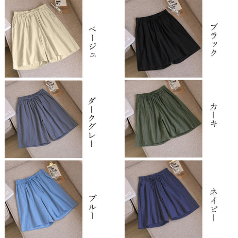 ショートパンツ ハーフパンツ 薄手 ショートパンツ ハーフパンツ 薄手 ウエストゴム ゆったり 楽ちん ボトムス 85YN-900187