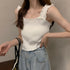 リブニット トップス スクエアネック タンクトップ ニットソー 着やせ 無地 キャミソール インナー 大人可愛い おしゃれ 85YN-900198
