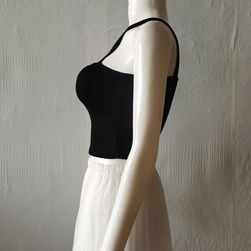 アシンメトリーキャミタンク 重ね着 薄手 キャミソール レディース ノースリーブ タンクトップ パッド付き インナー 大人カジュアル 85YN-900212