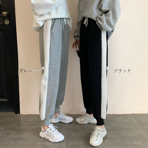 スウェットパンツ ルームウェア 韓国風 レディース サイドボアライン ジムウェア ウエストゴム ヨガパンツ ゆったり 部屋着 ボトムス ロングパンツ裏微起毛 85YN-900274
