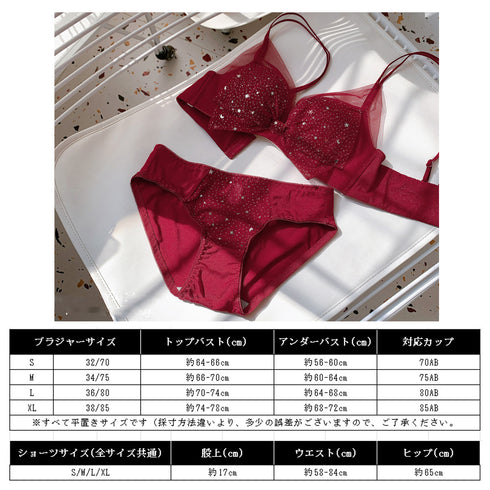 ブラジャー ランジェリー 下着セット ブラジャーショーツセット ノンワイヤー 女性 2点セット レディース ブラセット 谷間 盛れる 85YN-900286