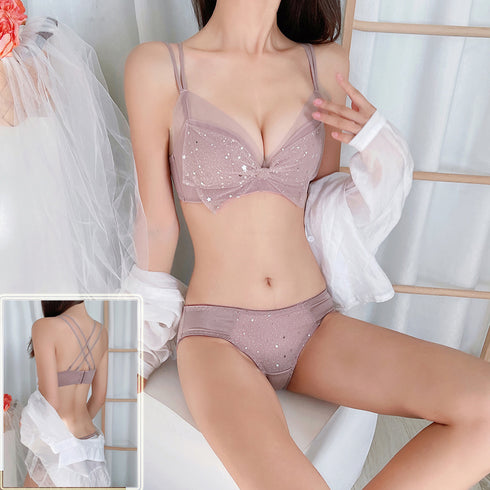 ブラジャー ランジェリー 下着セット ブラジャーショーツセット ノンワイヤー 女性 2点セット レディース ブラセット 谷間 盛れる 85YN-900286