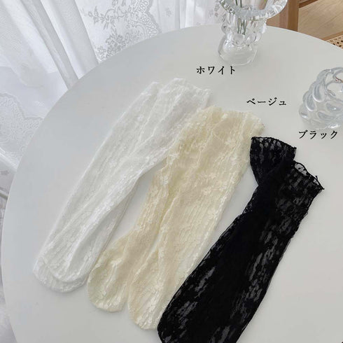 シースルーソックス 花柄レース 女性用 クルーソックス レディース 夏用 ショート丈靴下 薄手 足首 フェミニン 総レースソックス おしゃれ 通気性 85YN-900316