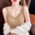 タンクトップス カップ付き リブインナー 重ね着 レースキャミソール レディース Vネックセクシー下着 ノースリーブ 韓国風 アンダーウェア シンプル 85YN-900323