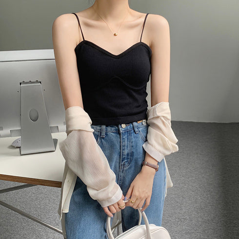 リブキャミソール レディース カップ付き 重ね着 インナー ノンワイヤーブラトップ セクシー無地 リラックス 楽ちんナイトブラ ショート丈タンクトップ 85YN-900333