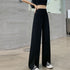 イージーワイドパンツ フロントスリット ロングパンツ レディース ハイウエスト リラックスパンツ ウエストゴム サマーパンツ 接触 冷感 ストレートパンツ 春夏 85YN-900342