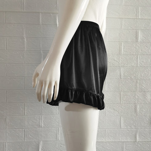 ペチコートパンツ レディース 裾フリル キュロットパンツ 透け防止 インナーパンツ 春夏 肌着 タップパンツ ウエストゴムショートパンツ サラサラ ルームウエア 85YN-900347