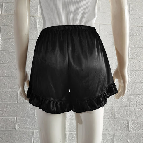 ペチコートパンツ レディース 裾フリル キュロットパンツ 透け防止 インナーパンツ 春夏 肌着 タップパンツ ウエストゴムショートパンツ サラサラ ルームウエア 85YN-900347