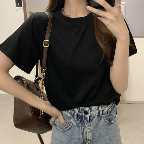ニット tシャツ カジュアルトップス ラウンドネック ゆったり カットソー 韓国ファッション 薄手 ニット シンプル 着やせ トップス 部屋着 プルオーバー 85YN-900357