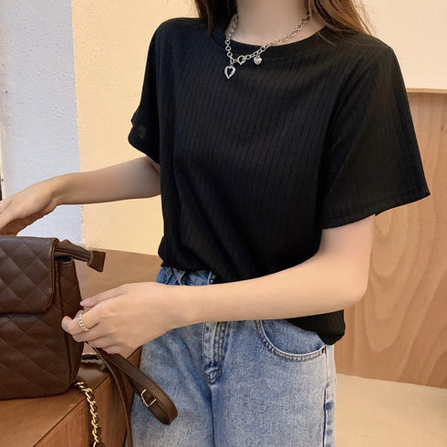 ニット tシャツ カジュアルトップス ラウンドネック ゆったり カットソー 韓国ファッション 薄手 ニット シンプル 着やせ トップス 部屋着 プルオーバー 85YN-900357