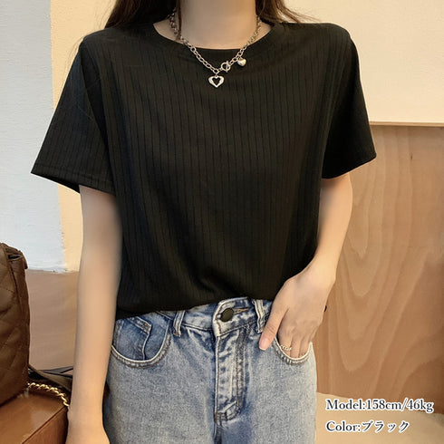 ニット tシャツ カジュアルトップス ラウンドネック ゆったり カットソー 韓国ファッション 薄手 ニット シンプル 着やせ トップス 部屋着 プルオーバー 85YN-900357