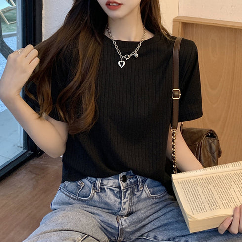 ニット tシャツ カジュアルトップス ラウンドネック ゆったり カットソー 韓国ファッション 薄手 ニット シンプル 着やせ トップス 部屋着 プルオーバー 85YN-900357