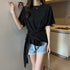 tシャツ 春夏 イレギュラーヘム 半袖 カットソー レディース 着やせ セクシートップス アシンメトリーtシャツ クルーネック無地トップス シンプル 85YN-900363