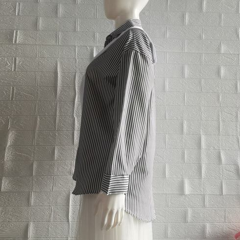シャツブラウス ストラップ柄 レディース 肩掛け風 2点セット 韓国風 チュニックシャツ オフィスカジュアル ブラウス 着やせ おしゃれ トップス 体型カバー 85YN-900385