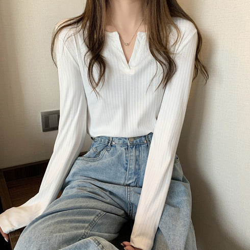 ニットトップス 薄手 長袖 重ね着 レディース 着やせ リブニットtシャツ プルオーバー デイリーニット ストレッチ 春秋 トップス カジュアル おしゃれ 85YN-900386