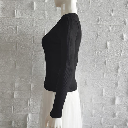 キーネック タイトリブニット 韓国風 ニットトップス 重ね着 大人可愛い ニットセーター きれいめ プルオーバー ニットソー 着やせ カジュアル おしゃれ 85YN-900392