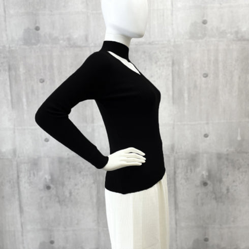 ニットトップス デコルテカットリブニット レディース セクシー ニットプルオーバー 大人秋服 ニットウエア 普段着 長袖ニットセーター カジュアル ニットインナー 85YN-900403