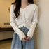 フロントツイスト ニットプルオーバー秋服 クロップド丈 ニットウェア ねじり リブニット 長袖 無地 大人可愛い ニットセーター カジュアル ニットソー 普段着 85YN-900415