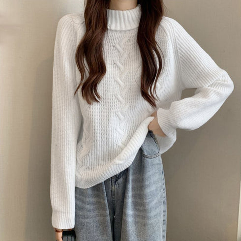 ケーブル編みタートルネックニットトップス レディース おしゃれ ニットプルオーバー 通勤通学 ニットセーター カジュアル ニットウエア 韓国ファッションニットソー 85YN-900430